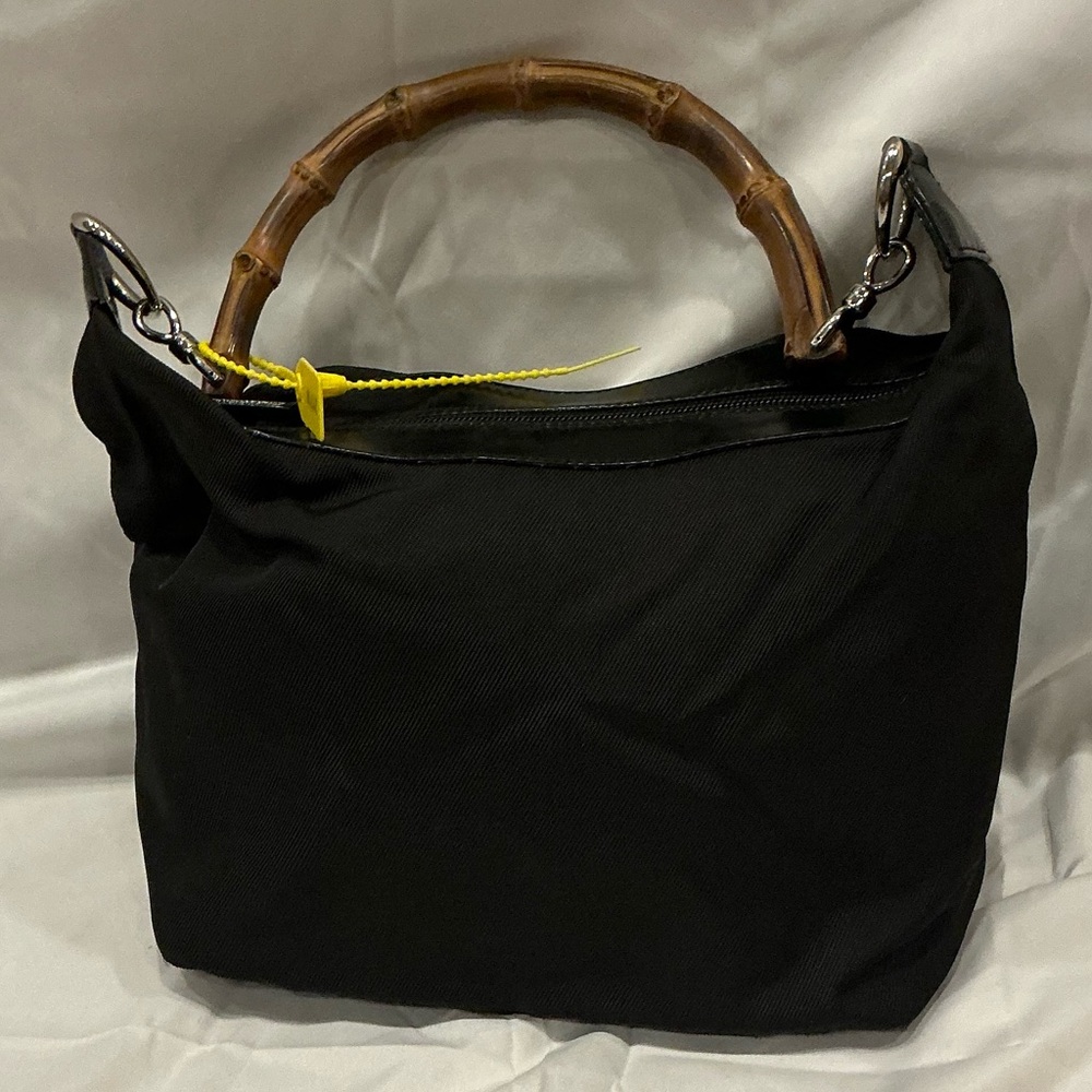 Authentic Gucci Bamboo Handle Nylon Shoulder Bag - Picture 2 of 13